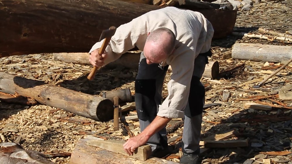 Making Wedge for Splitting Oak Logs